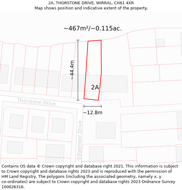 2A, THORSTONE DRIVE, WIRRAL, CH61 4XR: Plot and title map