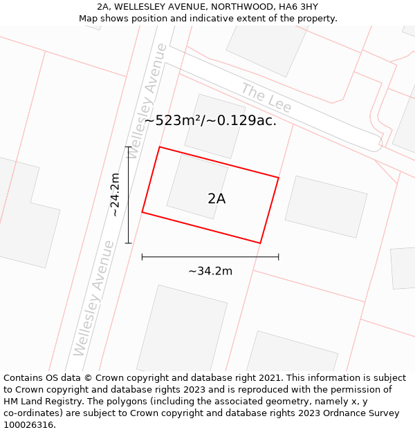 2A, WELLESLEY AVENUE, NORTHWOOD, HA6 3HY: Plot and title map