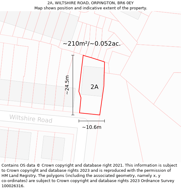 2A, WILTSHIRE ROAD, ORPINGTON, BR6 0EY: Plot and title map