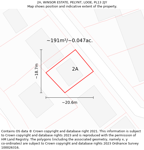 2A, WINSOR ESTATE, PELYNT, LOOE, PL13 2JY: Plot and title map