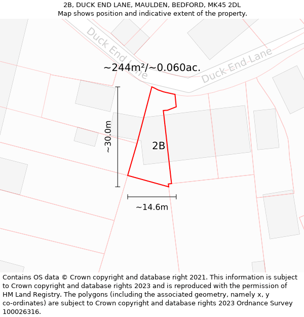 2B, DUCK END LANE, MAULDEN, BEDFORD, MK45 2DL: Plot and title map