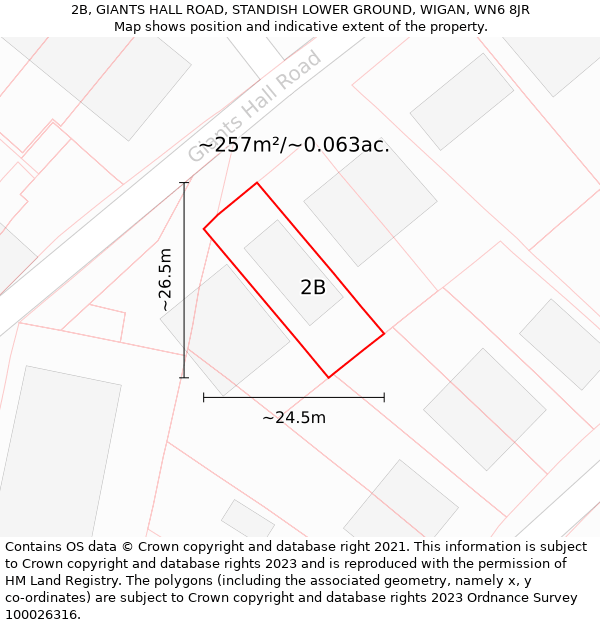 2B, GIANTS HALL ROAD, STANDISH LOWER GROUND, WIGAN, WN6 8JR: Plot and title map