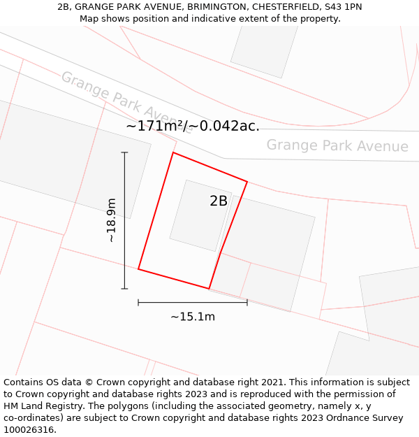 2B, GRANGE PARK AVENUE, BRIMINGTON, CHESTERFIELD, S43 1PN: Plot and title map
