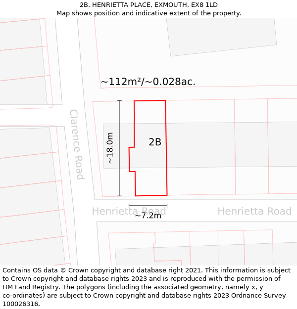 2B, HENRIETTA PLACE, EXMOUTH, EX8 1LD: Plot and title map