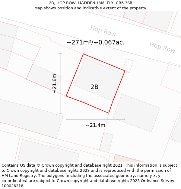 2B, HOP ROW, HADDENHAM, ELY, CB6 3SR: Plot and title map