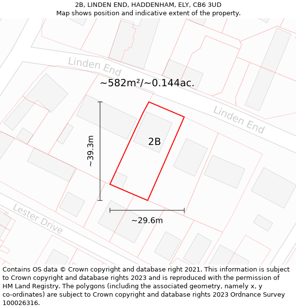 2B, LINDEN END, HADDENHAM, ELY, CB6 3UD: Plot and title map