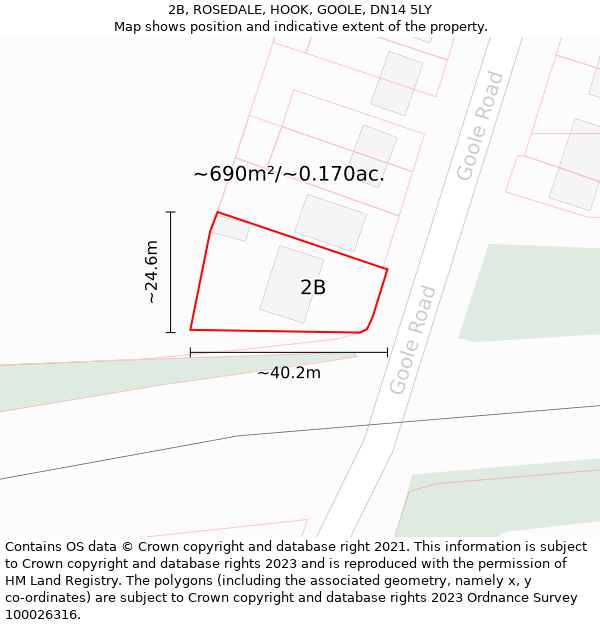 2B, ROSEDALE, HOOK, GOOLE, DN14 5LY: Plot and title map