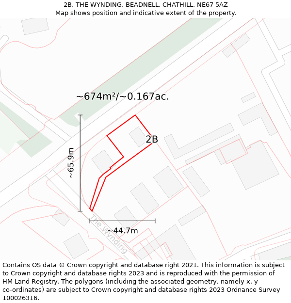 2B, THE WYNDING, BEADNELL, CHATHILL, NE67 5AZ: Plot and title map