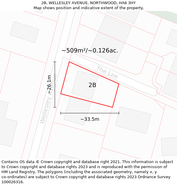 2B, WELLESLEY AVENUE, NORTHWOOD, HA6 3HY: Plot and title map