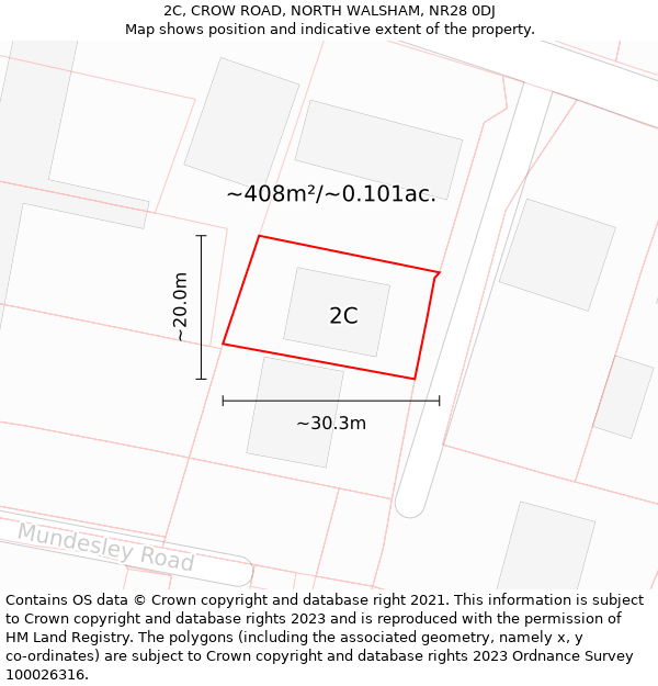 2C, CROW ROAD, NORTH WALSHAM, NR28 0DJ: Plot and title map