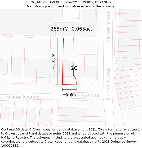 2C, MILNER AVENUE, DRAYCOTT, DERBY, DE72 3ND: Plot and title map