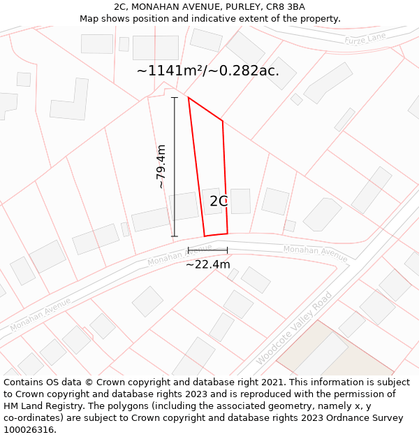 2C, MONAHAN AVENUE, PURLEY, CR8 3BA: Plot and title map