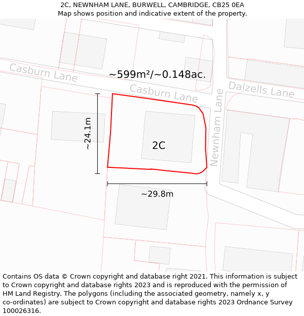 2C, NEWNHAM LANE, BURWELL, CAMBRIDGE, CB25 0EA: Plot and title map