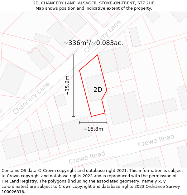 2D, CHANCERY LANE, ALSAGER, STOKE-ON-TRENT, ST7 2HF: Plot and title map