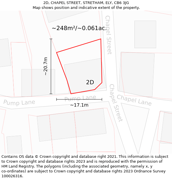 2D, CHAPEL STREET, STRETHAM, ELY, CB6 3JG: Plot and title map