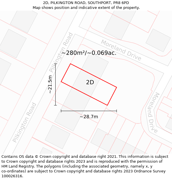 2D, PILKINGTON ROAD, SOUTHPORT, PR8 6PD: Plot and title map