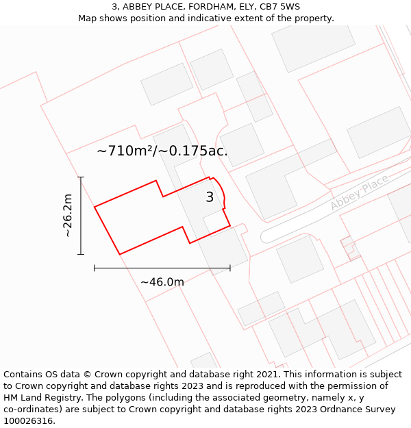 3, ABBEY PLACE, FORDHAM, ELY, CB7 5WS: Plot and title map