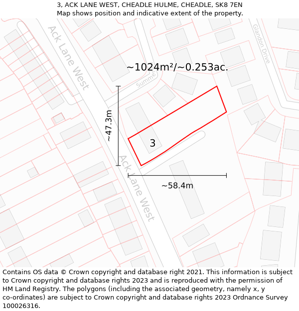 3, ACK LANE WEST, CHEADLE HULME, CHEADLE, SK8 7EN: Plot and title map