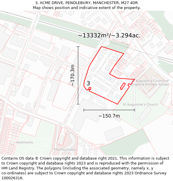 3, ACME DRIVE, PENDLEBURY, MANCHESTER, M27 4DR: Plot and title map