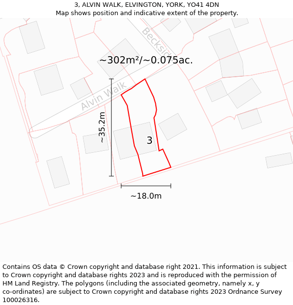 3, ALVIN WALK, ELVINGTON, YORK, YO41 4DN: Plot and title map