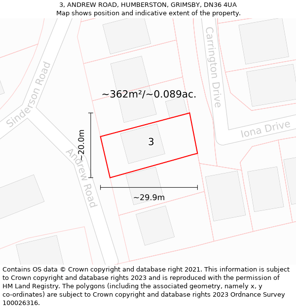 3, ANDREW ROAD, HUMBERSTON, GRIMSBY, DN36 4UA: Plot and title map