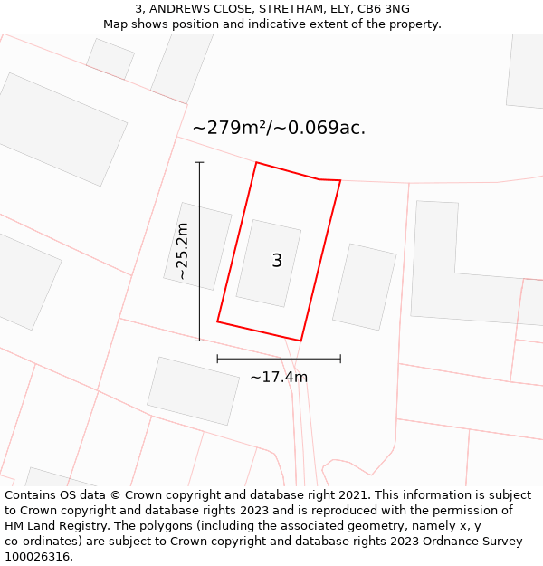 3, ANDREWS CLOSE, STRETHAM, ELY, CB6 3NG: Plot and title map