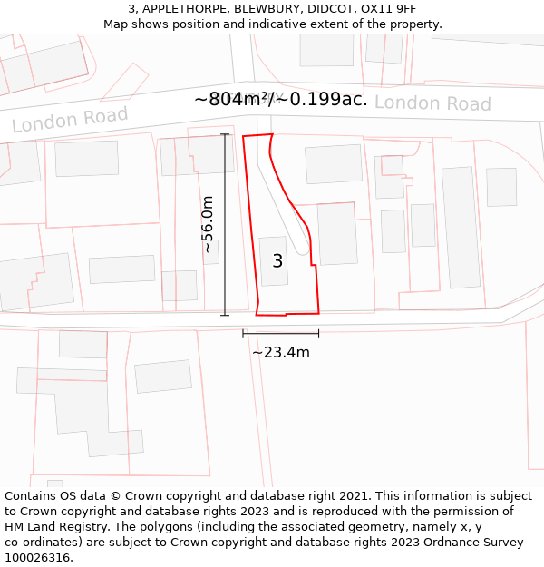 3, APPLETHORPE, BLEWBURY, DIDCOT, OX11 9FF: Plot and title map