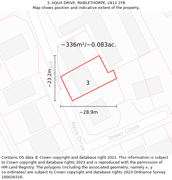 3, AQUA DRIVE, MABLETHORPE, LN12 2YB: Plot and title map