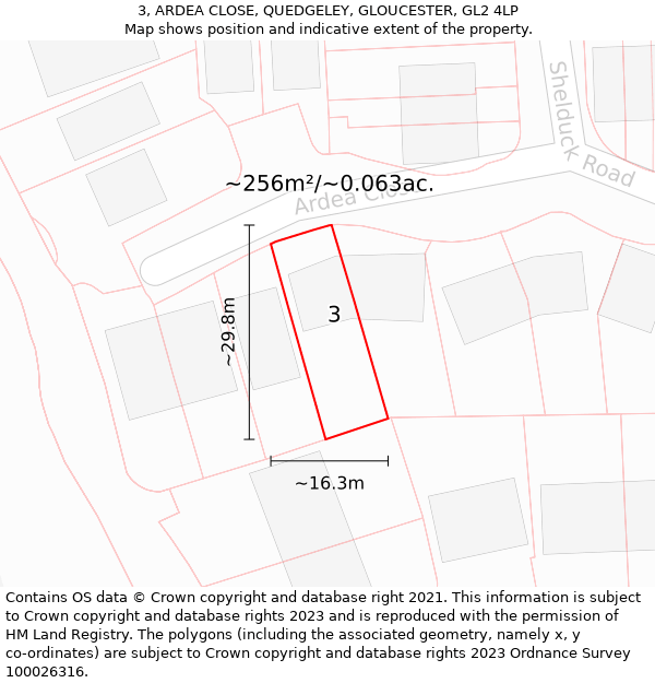 3, ARDEA CLOSE, QUEDGELEY, GLOUCESTER, GL2 4LP: Plot and title map