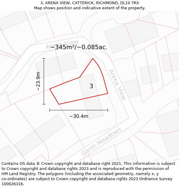 3, ARENA VIEW, CATTERICK, RICHMOND, DL10 7RX: Plot and title map