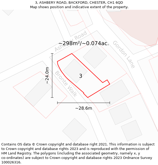 3, ASHBERY ROAD, BACKFORD, CHESTER, CH1 6QD: Plot and title map