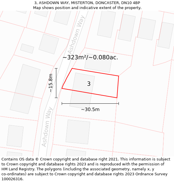 3, ASHDOWN WAY, MISTERTON, DONCASTER, DN10 4BP: Plot and title map