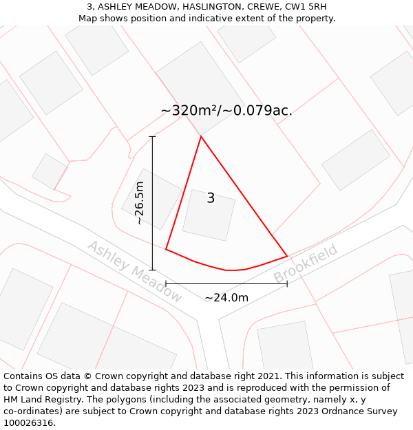 3, ASHLEY MEADOW, HASLINGTON, CREWE, CW1 5RH: Plot and title map