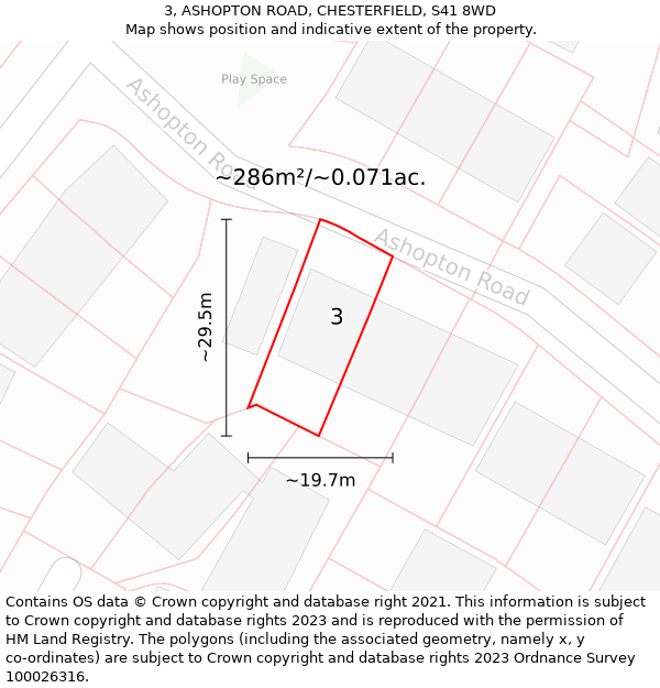 3, ASHOPTON ROAD, CHESTERFIELD, S41 8WD: Plot and title map