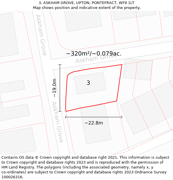 3, ASKHAM GROVE, UPTON, PONTEFRACT, WF9 1LT: Plot and title map