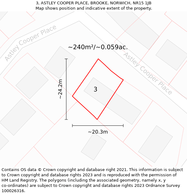 3, ASTLEY COOPER PLACE, BROOKE, NORWICH, NR15 1JB: Plot and title map