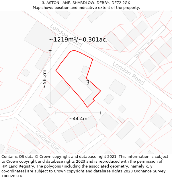 3, ASTON LANE, SHARDLOW, DERBY, DE72 2GX: Plot and title map