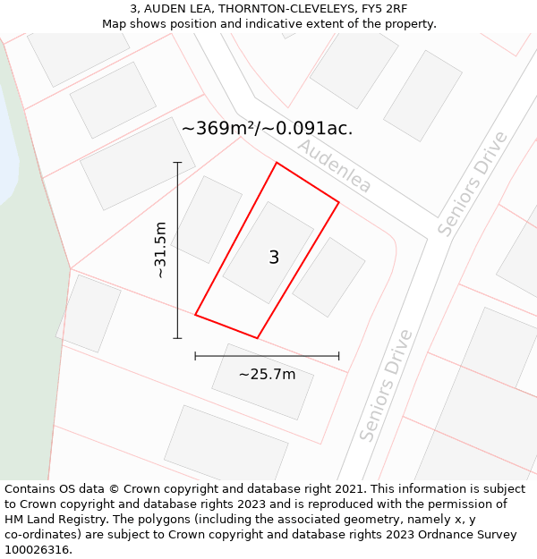 3, AUDEN LEA, THORNTON-CLEVELEYS, FY5 2RF: Plot and title map