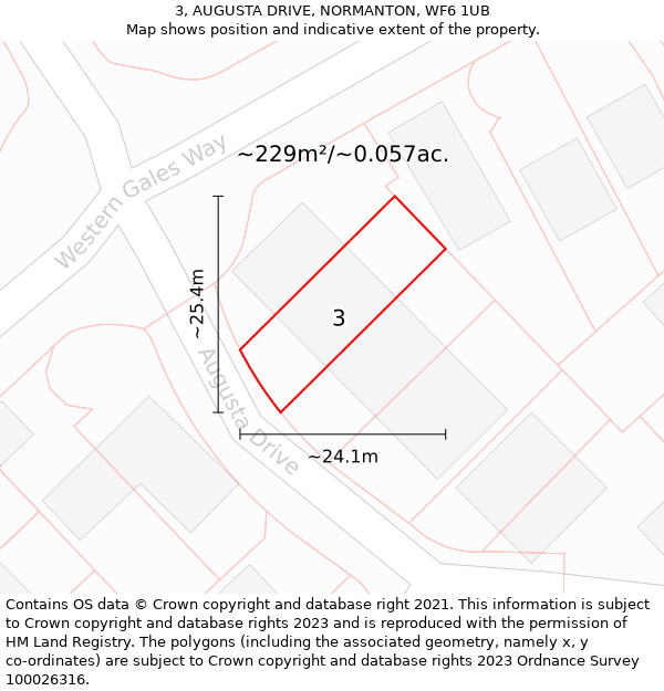 3, AUGUSTA DRIVE, NORMANTON, WF6 1UB: Plot and title map