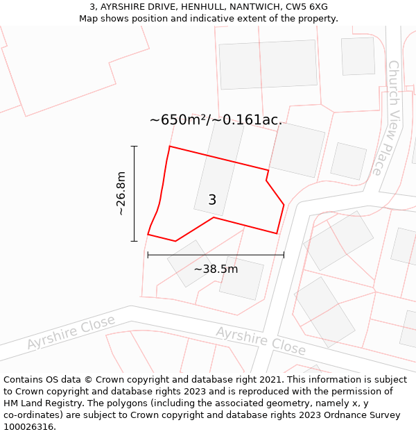 3, AYRSHIRE DRIVE, HENHULL, NANTWICH, CW5 6XG: Plot and title map