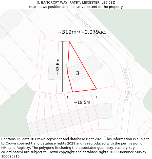 3, BANCROFT WAY, RATBY, LEICESTER, LE6 0BZ: Plot and title map