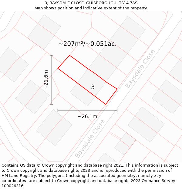 3, BAYSDALE CLOSE, GUISBOROUGH, TS14 7AS: Plot and title map