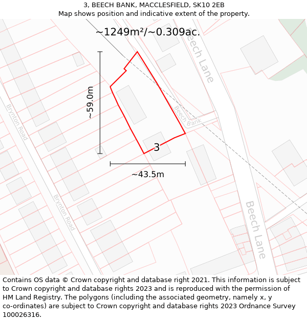 3, BEECH BANK, MACCLESFIELD, SK10 2EB: Plot and title map