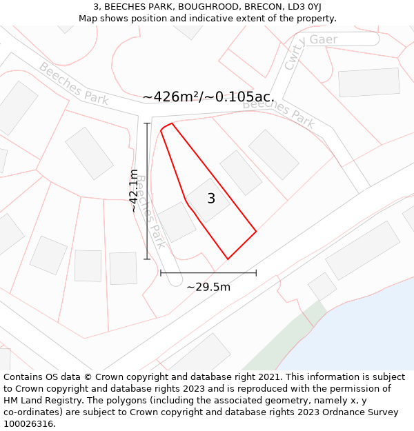 3, BEECHES PARK, BOUGHROOD, BRECON, LD3 0YJ: Plot and title map