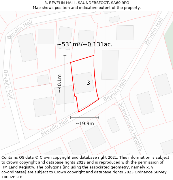 3, BEVELIN HALL, SAUNDERSFOOT, SA69 9PG: Plot and title map