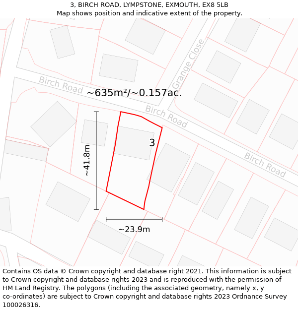 3, BIRCH ROAD, LYMPSTONE, EXMOUTH, EX8 5LB: Plot and title map