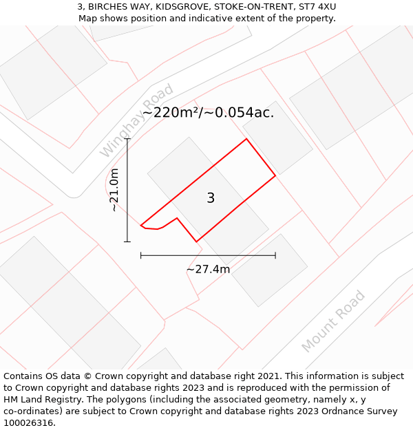 3, BIRCHES WAY, KIDSGROVE, STOKE-ON-TRENT, ST7 4XU: Plot and title map