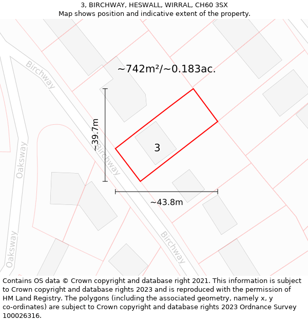 3, BIRCHWAY, HESWALL, WIRRAL, CH60 3SX: Plot and title map