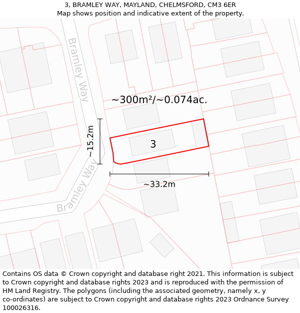 3, BRAMLEY WAY, MAYLAND, CHELMSFORD, CM3 6ER: Plot and title map