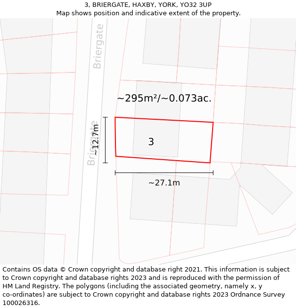 3, BRIERGATE, HAXBY, YORK, YO32 3UP: Plot and title map